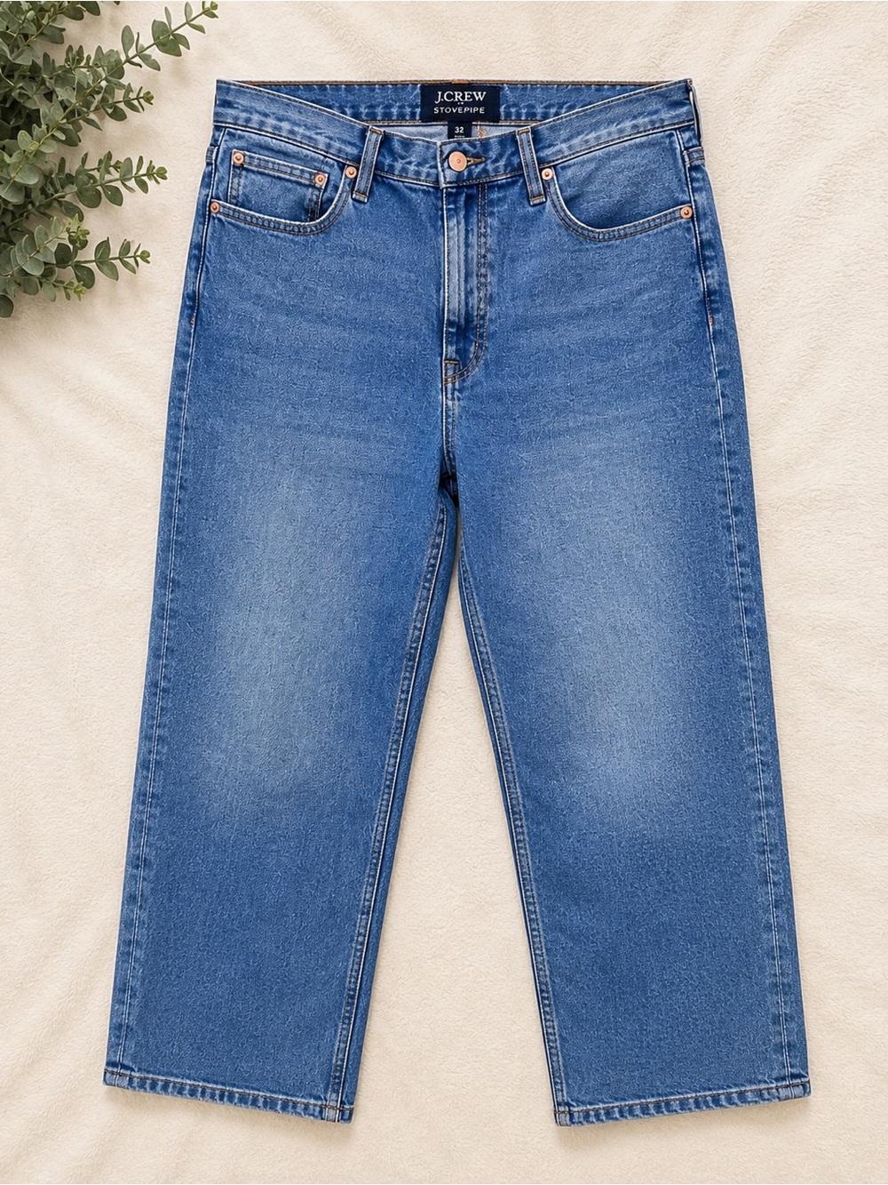 J.Crew Stovepipe Jeans Size 32 High Rise Straight Leg Medium Wash Denim 0032